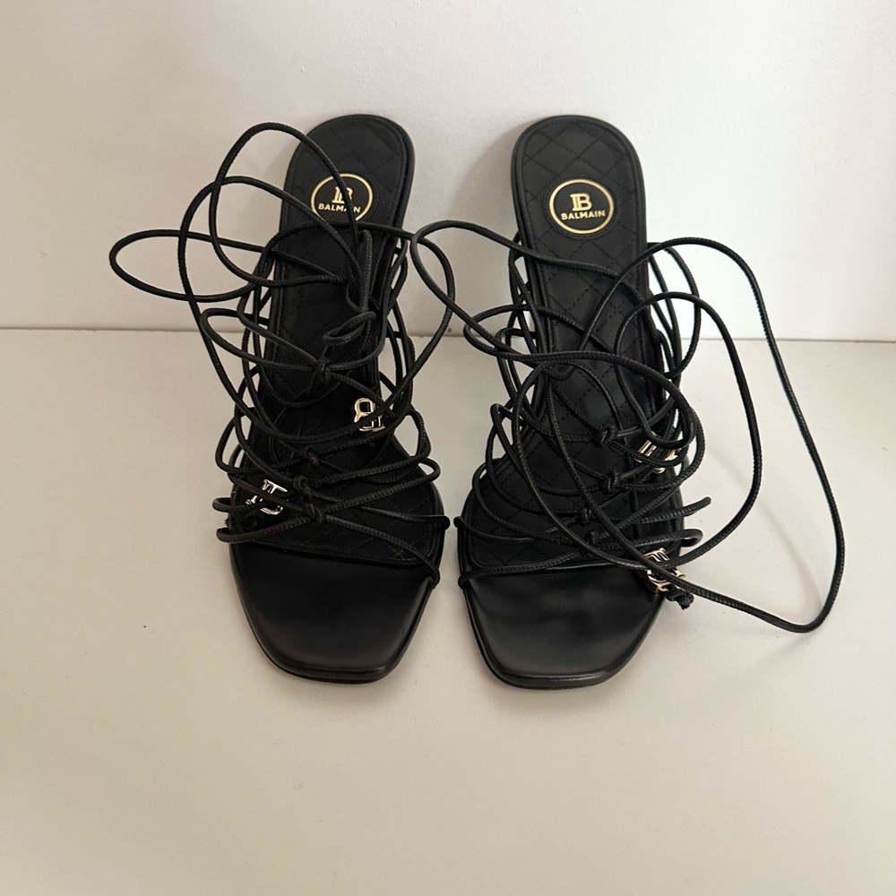 Balmain Black Mikki Lace-Up Sandal Heel - Picture 5 of 11